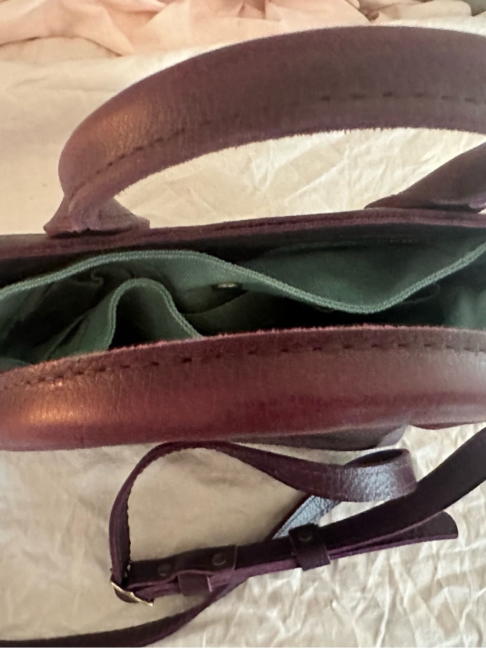 Raindrop Leather tote, Portland Leather Goods, small, plum - Picture 2 of 12
